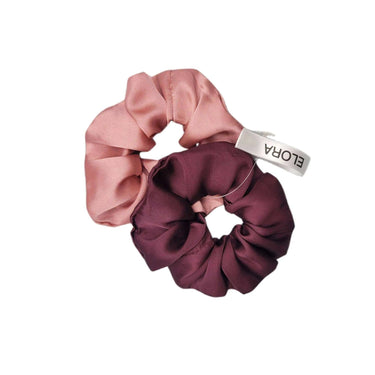 Nude/Plum Silk Scrunchy Set - ELORA OFFICIAL Headband & Scrunchy